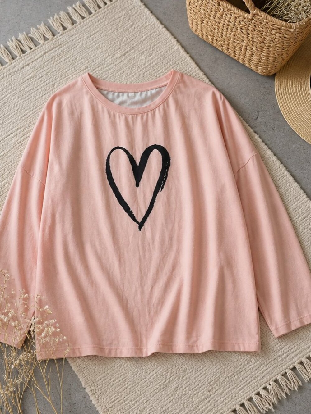Pink long sleeve with heart shirt top 3XL